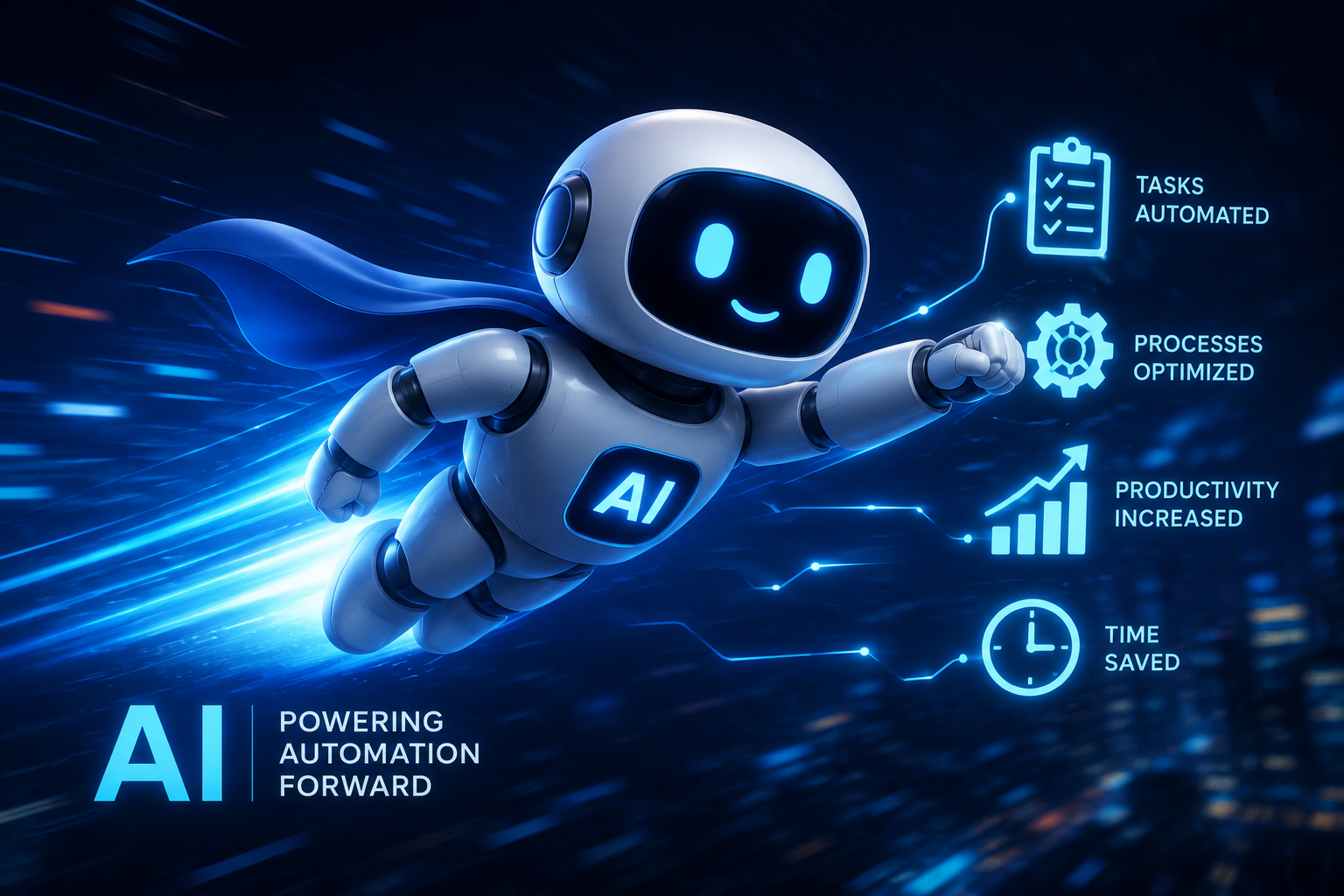 Flying AI automation mascot